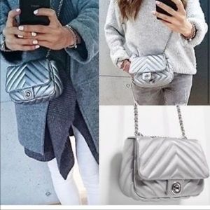 Zara Baby Blue Quilted Crossbody Bag